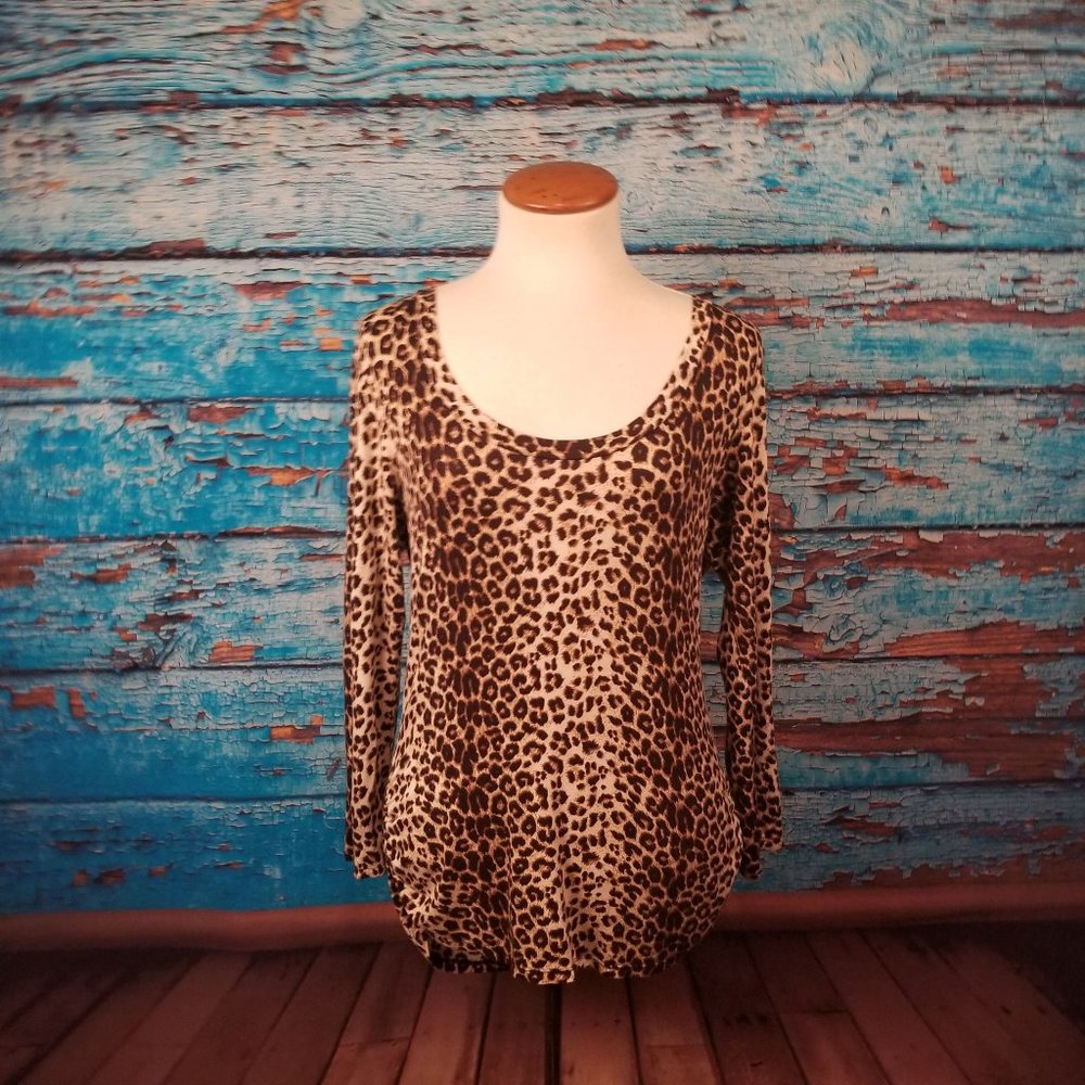 Libian Leopard Print Wide Neck Top